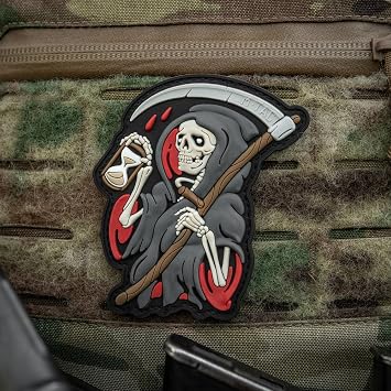 M-Tac Morale Patch 3D PVC with Hook and Loop - Patches for Backpacks, Hats - Military & Tactical Patches for Bags, Vest - Funny Army Patches (Time Black)