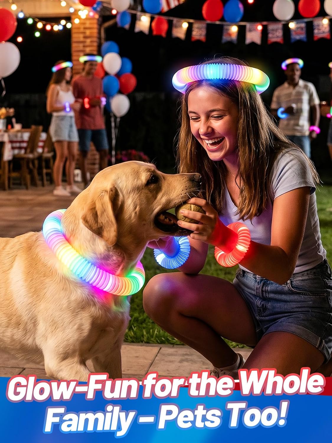 36pcs 4th of July Party Favors Glow Sticks for Adults - 3 Lighting Modes, Flashing Red White and Blue Pop Tubes, Patriotic Independence Day Accessories Glow Items