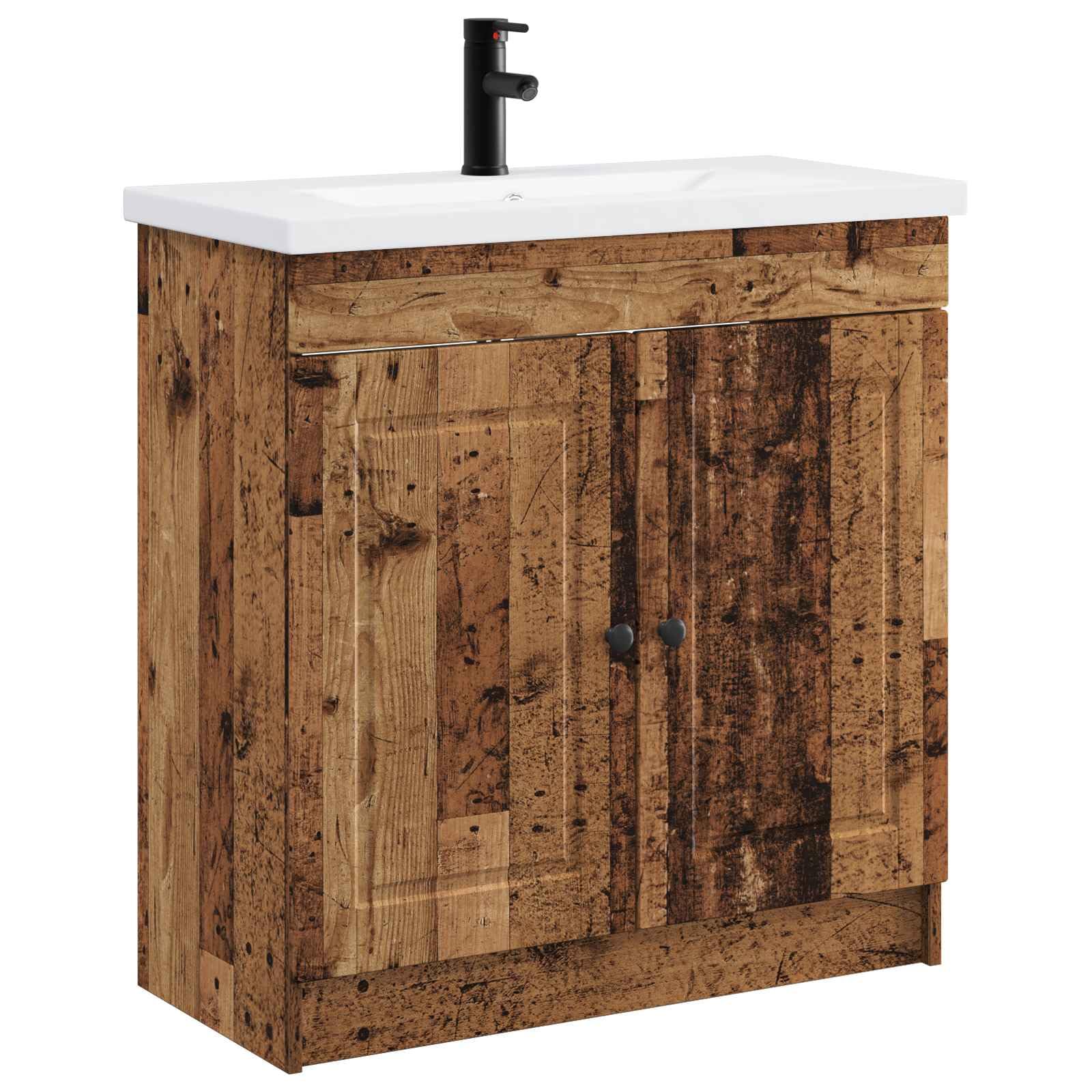 Makastle Ensemble de mobilier de Salle de Bain Bois Ancien