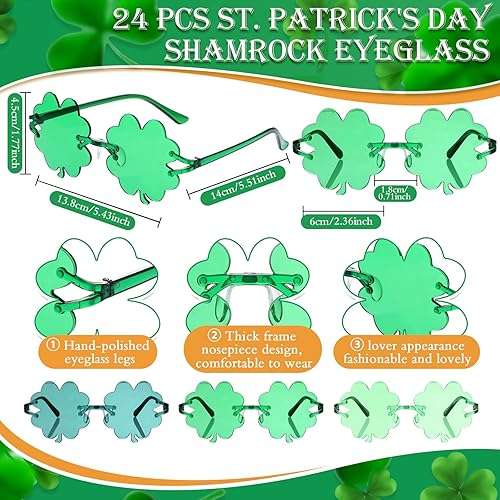 Miniatura 2 de Ferreve 48 Pcs Juneteenth Party Favors Set Includes 24 Red Yellow Green June 19th Beads Necklaces 24 Rimless Round Eyeglass Sunglasses for Afro