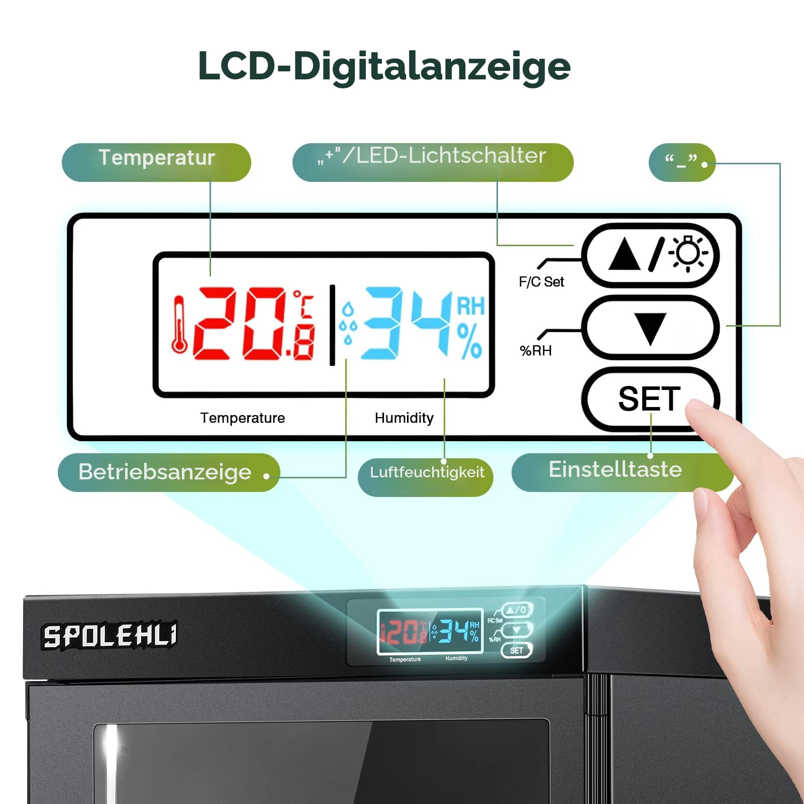 Kamera Trockenschrank Digitaler Luftentfeuchter 35L Elektronische Trockenbox und energiesparenden LED-Lichtern für die Aufbewahrung von Kameraobjektiven und elektronischen Geräten