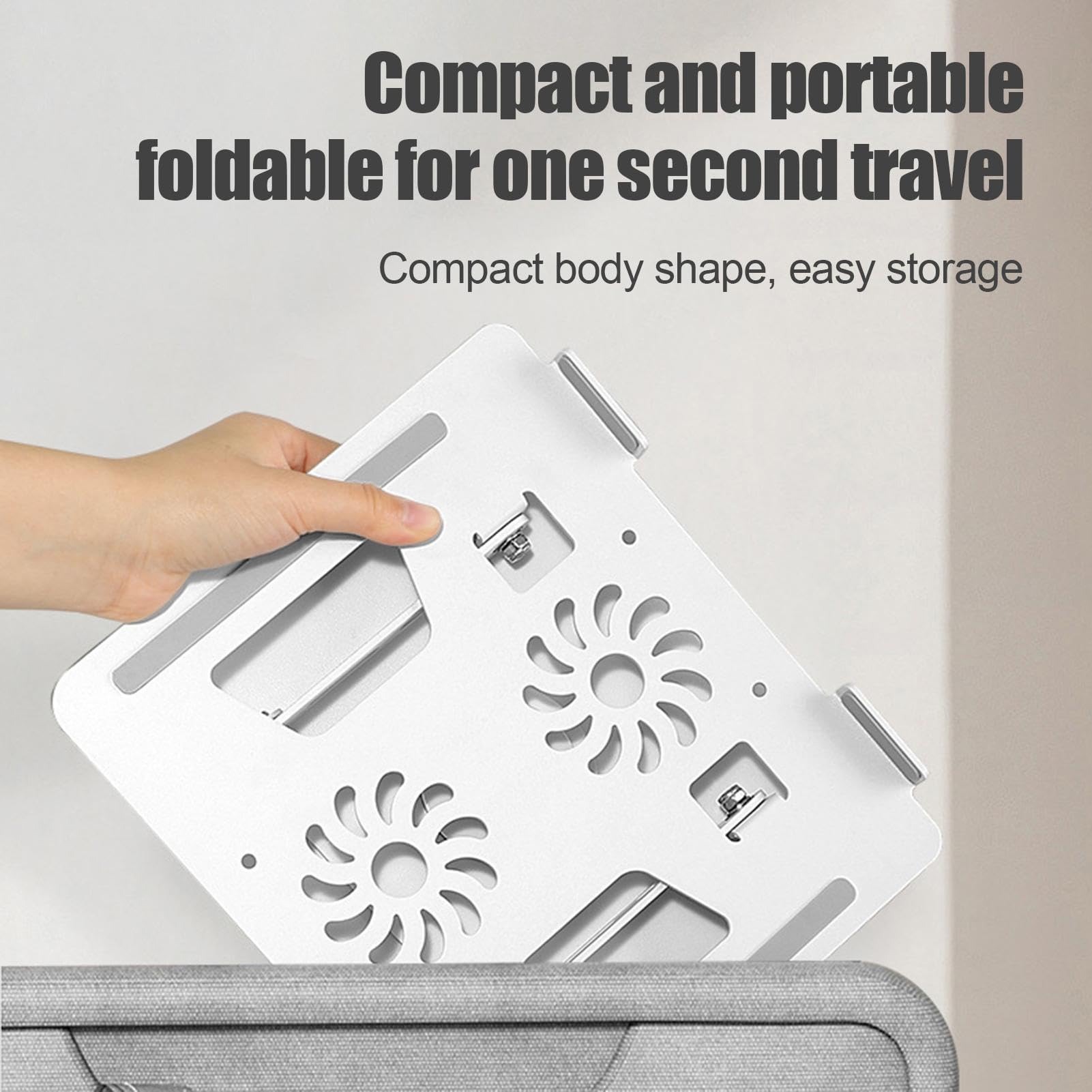 Soporte ajustable para laptop, elevador plegable ventilado y almohadilla de refrigeración, soporte ergonómico para portátil y tableta, altura ajustable para uso en escritorio