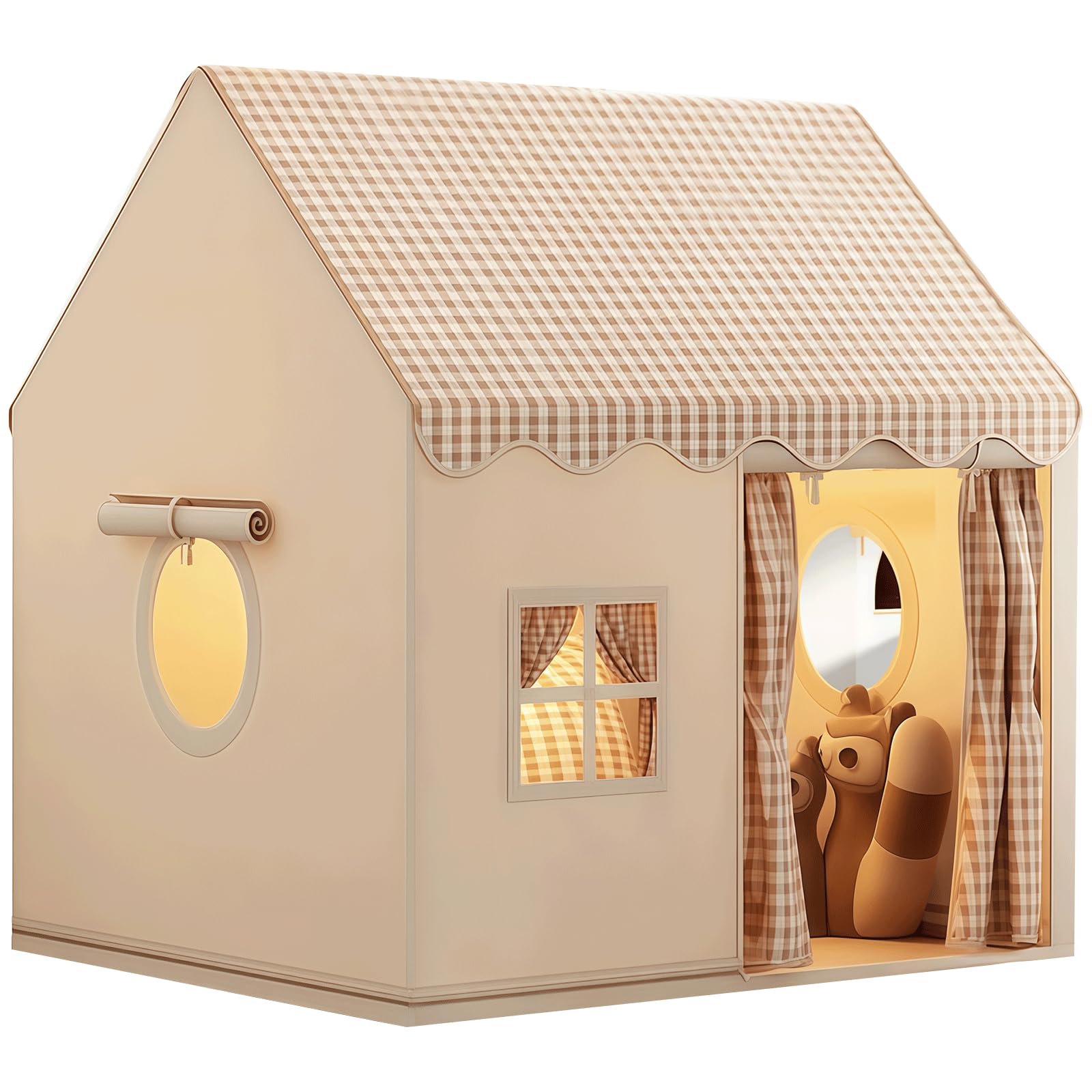 Kinderzelt,Spielhaus, Kinderzelt Indoor,Spielzelt Kinder,Zelt Kinderzimmer,Mädchen Haus HöHle Bauen, Kinderhaus Tent für Kids (Neutralen Farben)