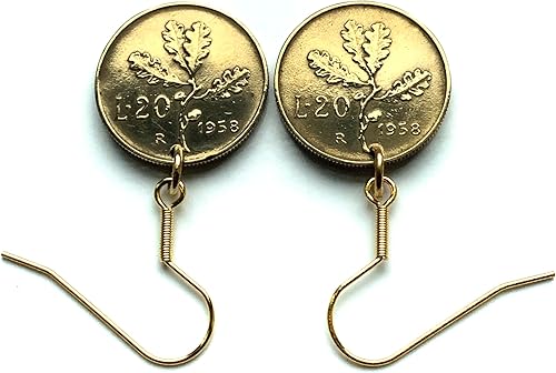 Vista 3 de Italy 20 Lire Italian coin earrings lady Minerva Roma Milano Florence Venice Torino Palermo Perugia Cagliari Pisa Tuscany Bologna Matera Siena