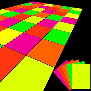 20Â SheetsÂ NeonÂ PapersÂ GlowÂ in The Dark DIYÂ DanceÂ FloorÂ Fluorescent UVÂ Reactive Cardstock SuppliesÂ for Black Light Neon Birthday Party Wedding,5 Colors