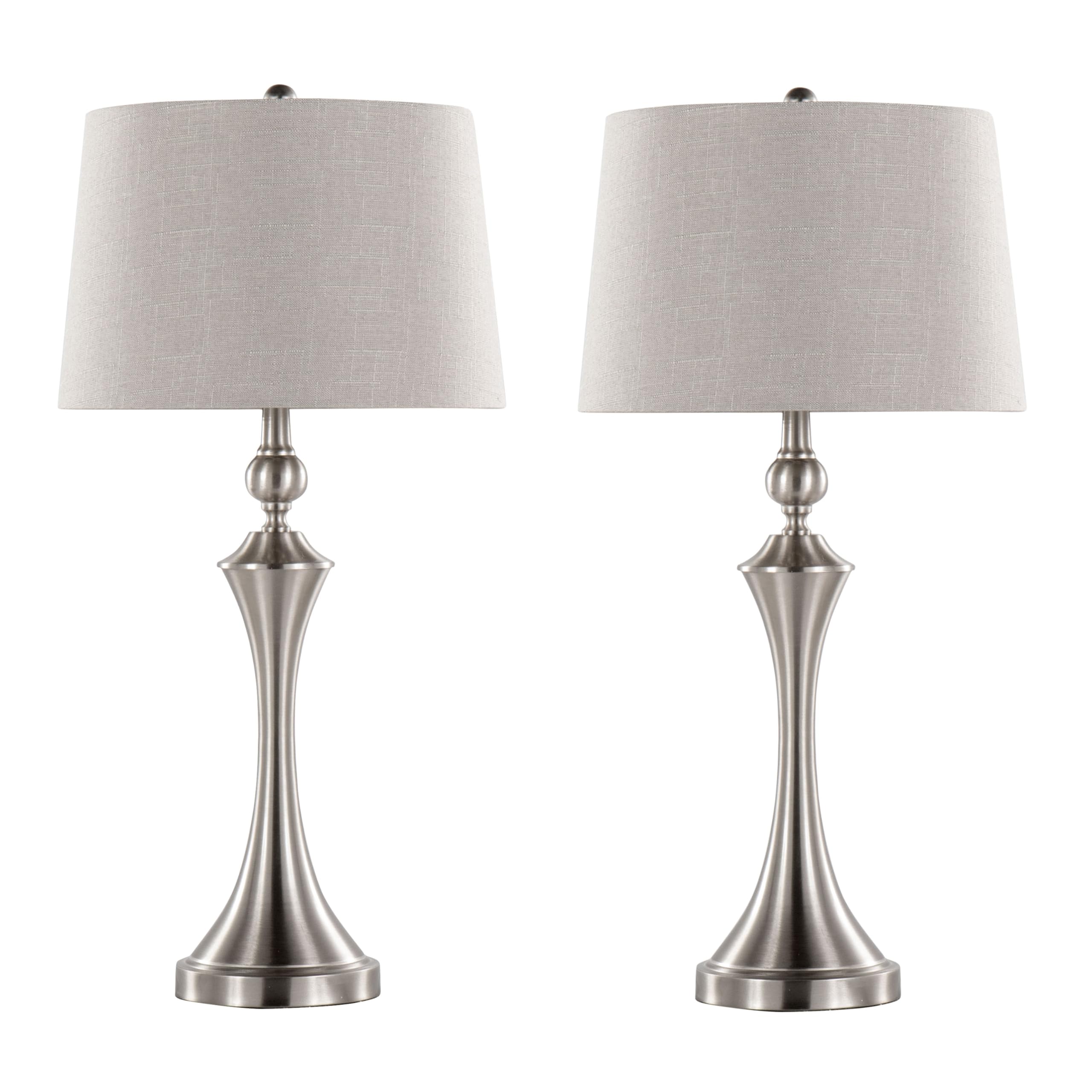 Grandview Gallery Flint 30" Metal Table Lamp with USB Set of 2, Desk Lamp, Bedside Lamps for Night Stands, Nightstand Lamp, Small Table Lamps for Living Room Set of 2 (Taupe)