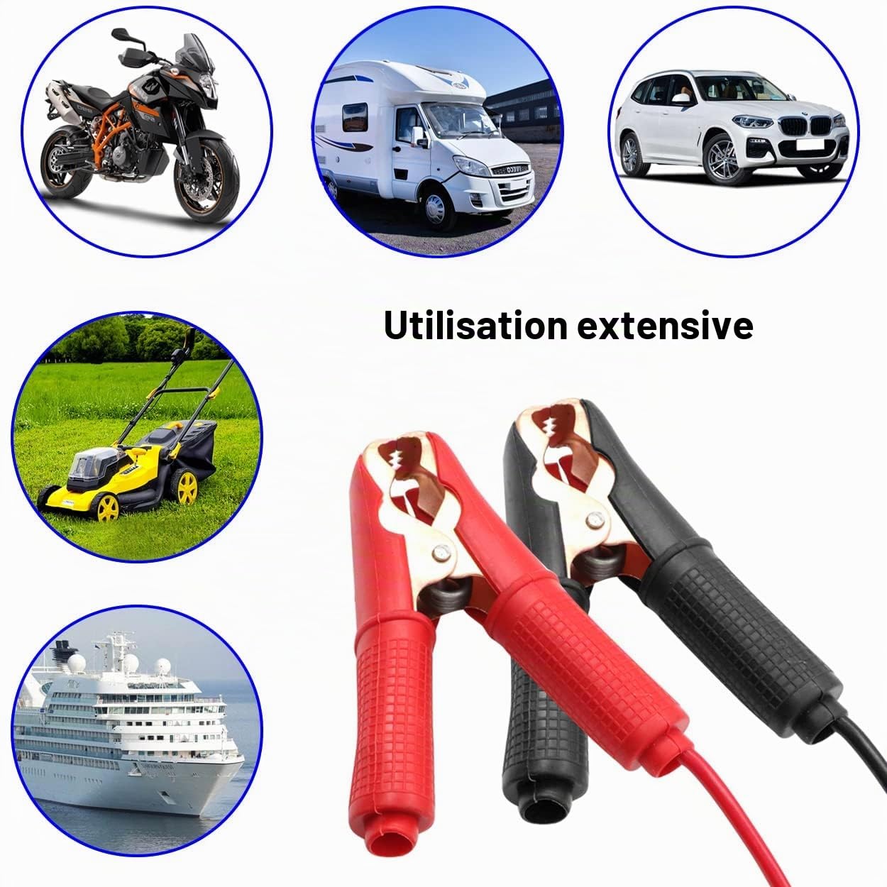 Pince Crocodile Batterie 12V 24V avec Fusible Pinces Crocodiles Voiture Pince pour Cable Batterie 30A 14AWG, for Automotive Battery Other Equipment (3 m)
