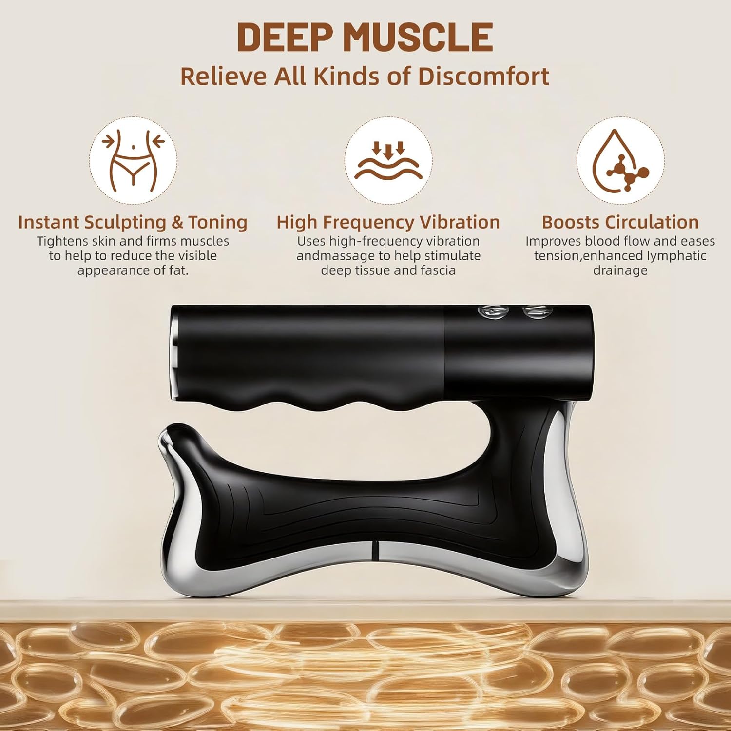 OTBK Heated Muscle Scraping Tool — Portable Muscle Relaxation Therapy Device. Features Three Modes: Vibration, Heat Therapy, and Microcurrent. (Electrothermal Fascia Cutter Black) - Image 4