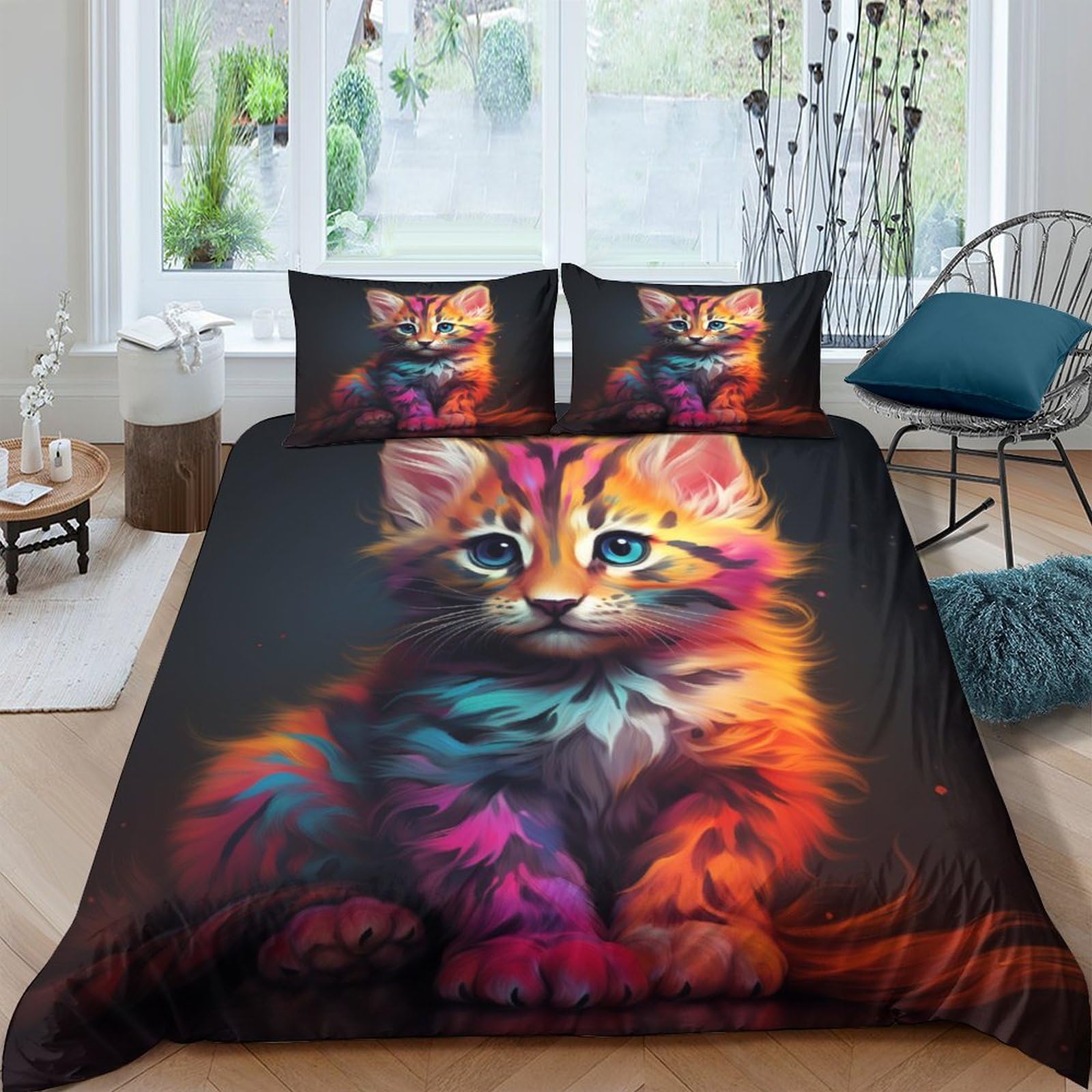 Housse de couette 3D chatons mignons 200x200 pour créer un cocon cocooning dans une chambre d'enfant