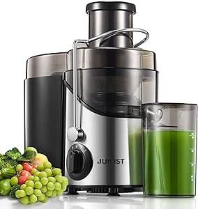 Juicer Machines, Juilist 3&#34; Wide Mouth Juicer Extractor Max Power 800W, for Vegetable and Fruit with 3-Speed Setting, 400W Motor, Easy to Clean, Silver