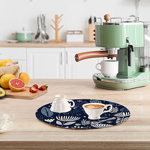 Miniatura 6 de 3 Pcs Trivet Table Runner Blue Theme Plants Black Pattern for Hot Dishes 15in Cotton Thread Weave Heat Resistant Hot Pads for Teapot Camper Must