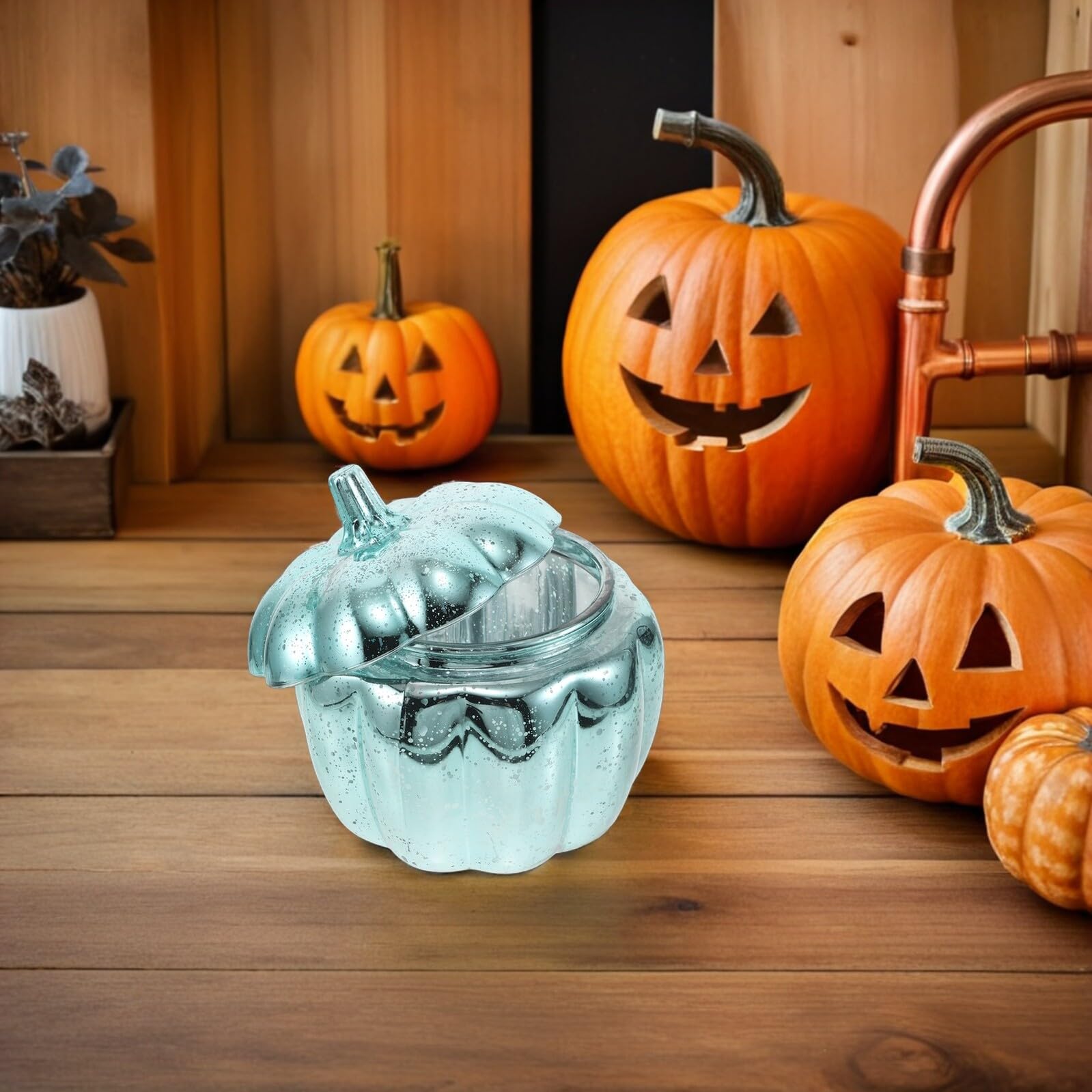 Ipetboom Frasco de Forma de Calabaza con Tapa Hermética Bote para Conservación de Alimentos Almacenamiento de Cereales y para Decoración Otoñal Halloween y Acción de Gracias