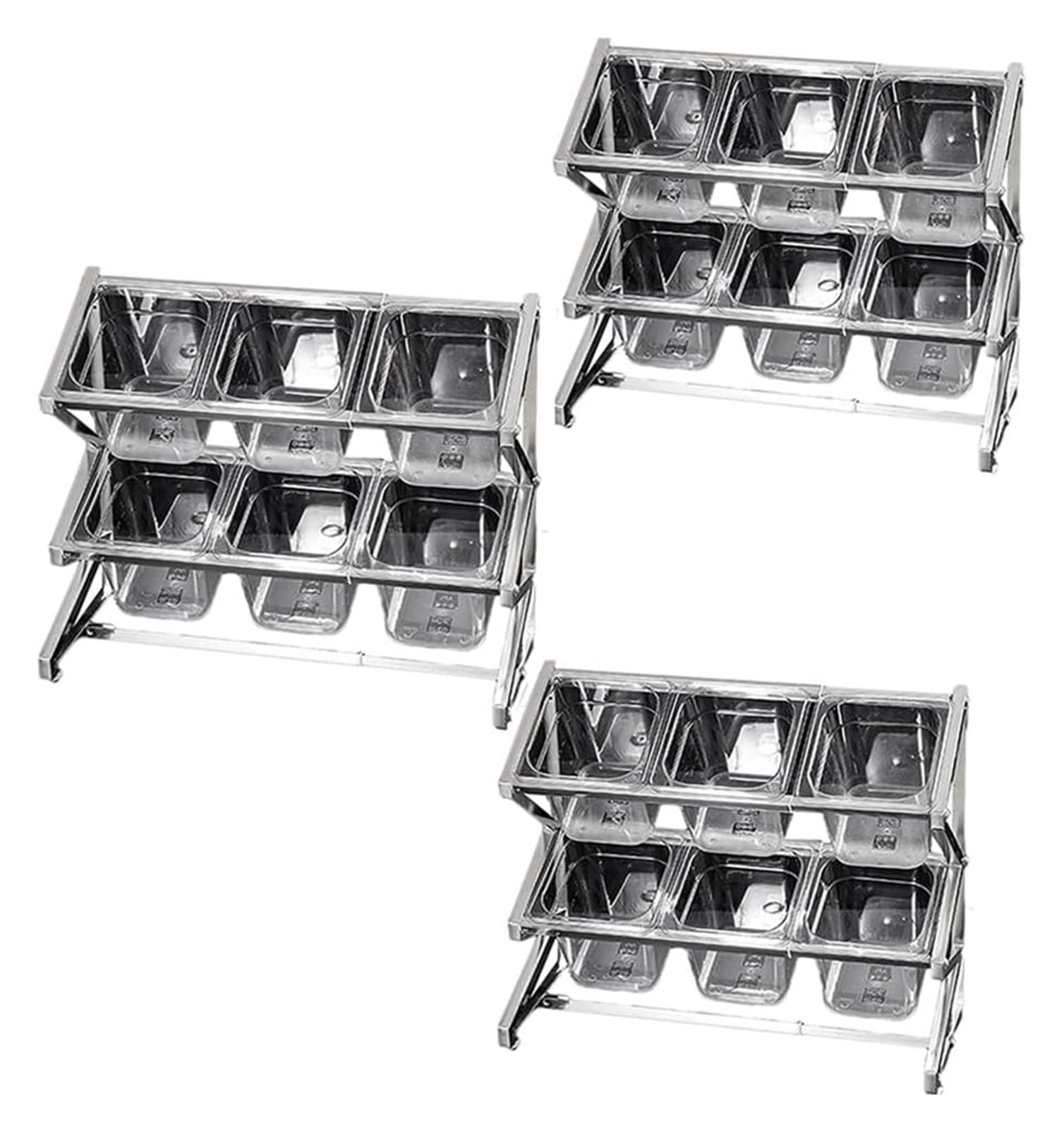 Juego de 3 latas transparentes de acero para pizza con tapas y cucharas para encimera, 25.4 x 8.9 x 17 pulgadas