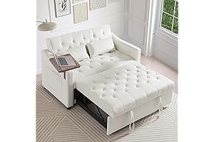 Serene Comfort with the Enchanting 3-in-1 Convertible Sofa Bed, Upholstered in Pristine White