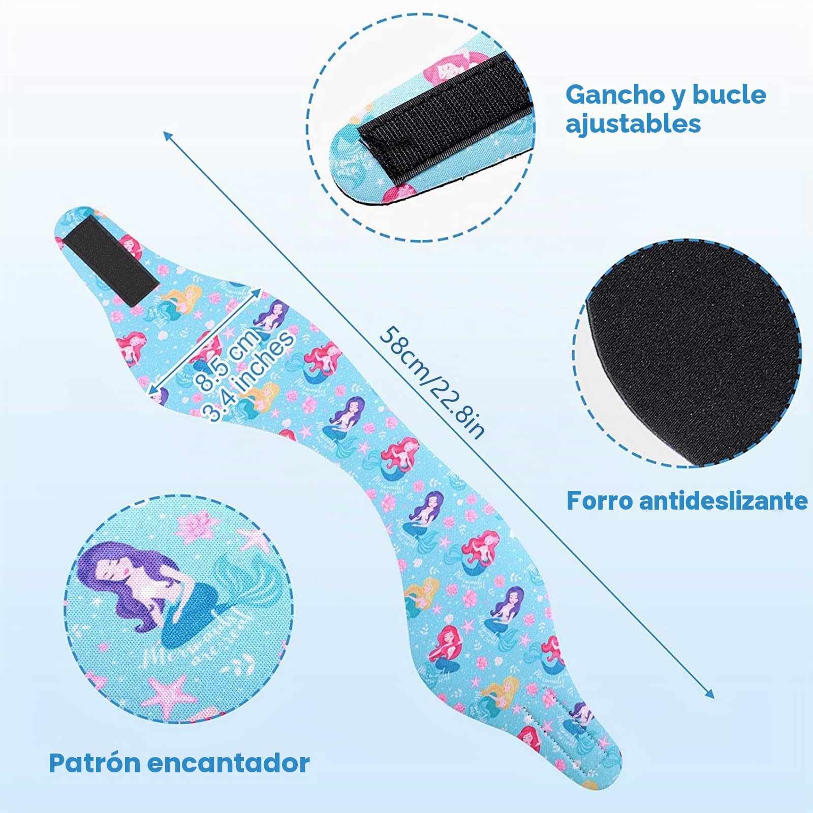 Diadema de Natación para Niños,2 Pcs Diademas para Piscina Infantil,Neopreno Banda Elástica para la Oreja con tapón de Oreja,Pinza de Nariz para Buceo, Piscina, Duchas y Deportes