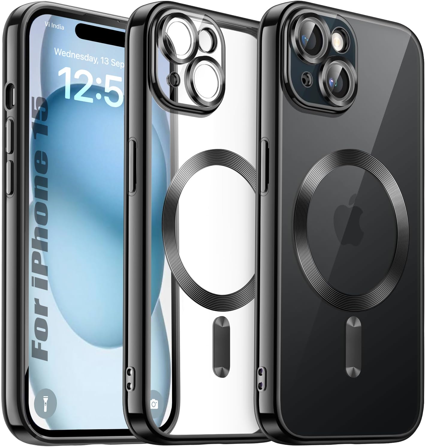 SQUIF Electroplated Case for iPhone 15 6.1-Inch with Camera Lens Protection, Compatible with MagSafe Wireless Charging, Shockproof Soft Cover Black (B0CN3HFJ7N) Amazon Price History, Amazon Price Tracker