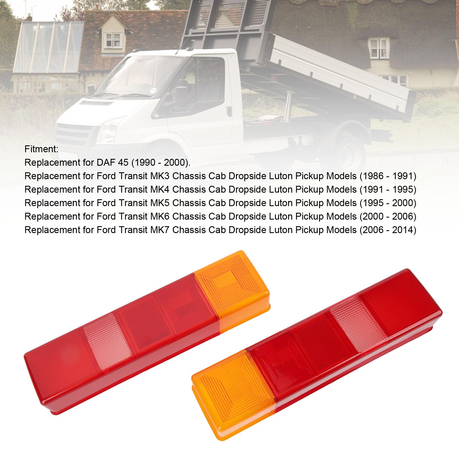 Aramox 2 Pezzi Lenti Fanali Posteriori Sinistra E Destra Per Transit MK3/MK4/MK5/MK6 E DAF 45 – Sostitutive BP17 1547, ABS+PC, Omologate