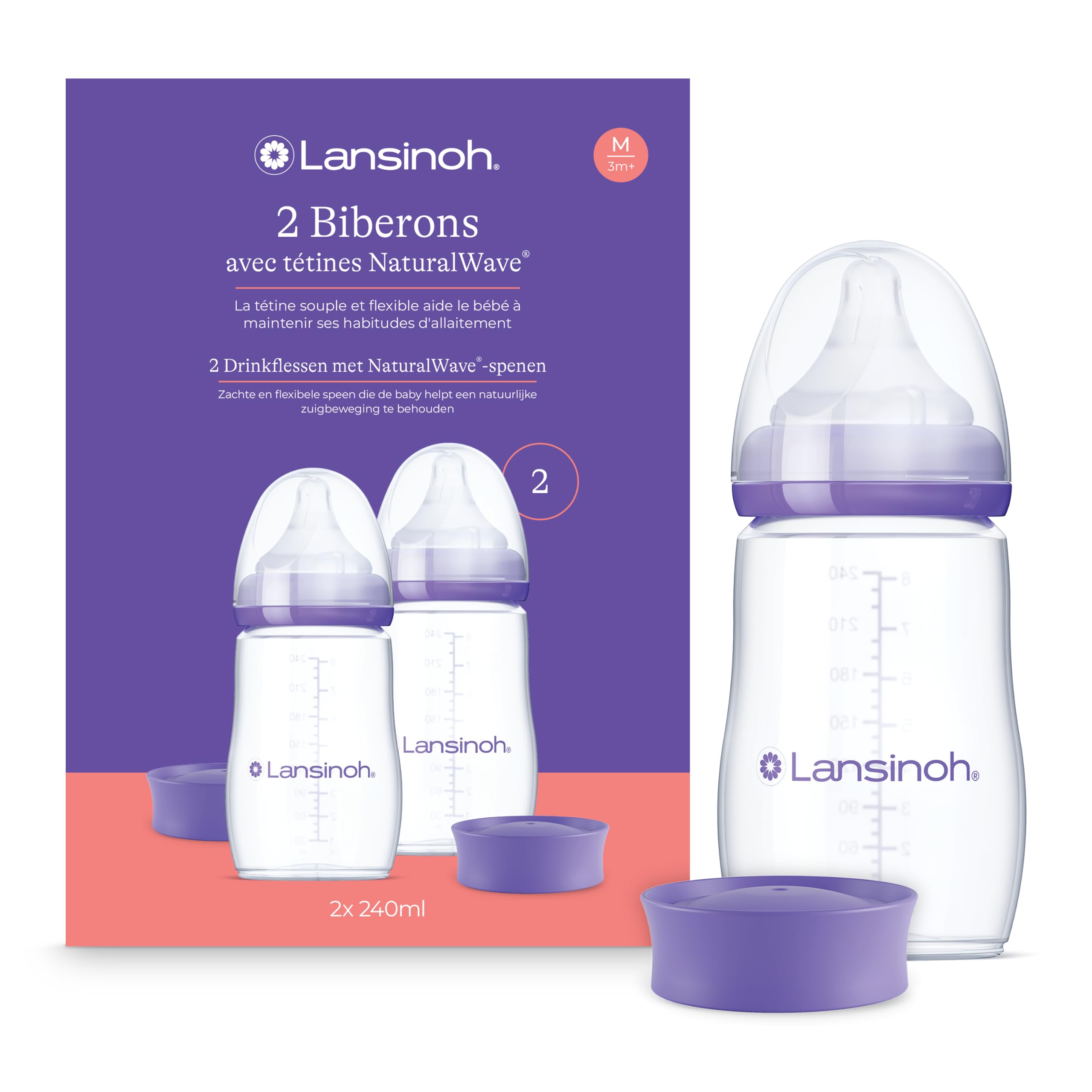 Lansinoh Biberons PP NaturalWave® 2x 240ml Allaitement mixte Repas bébé