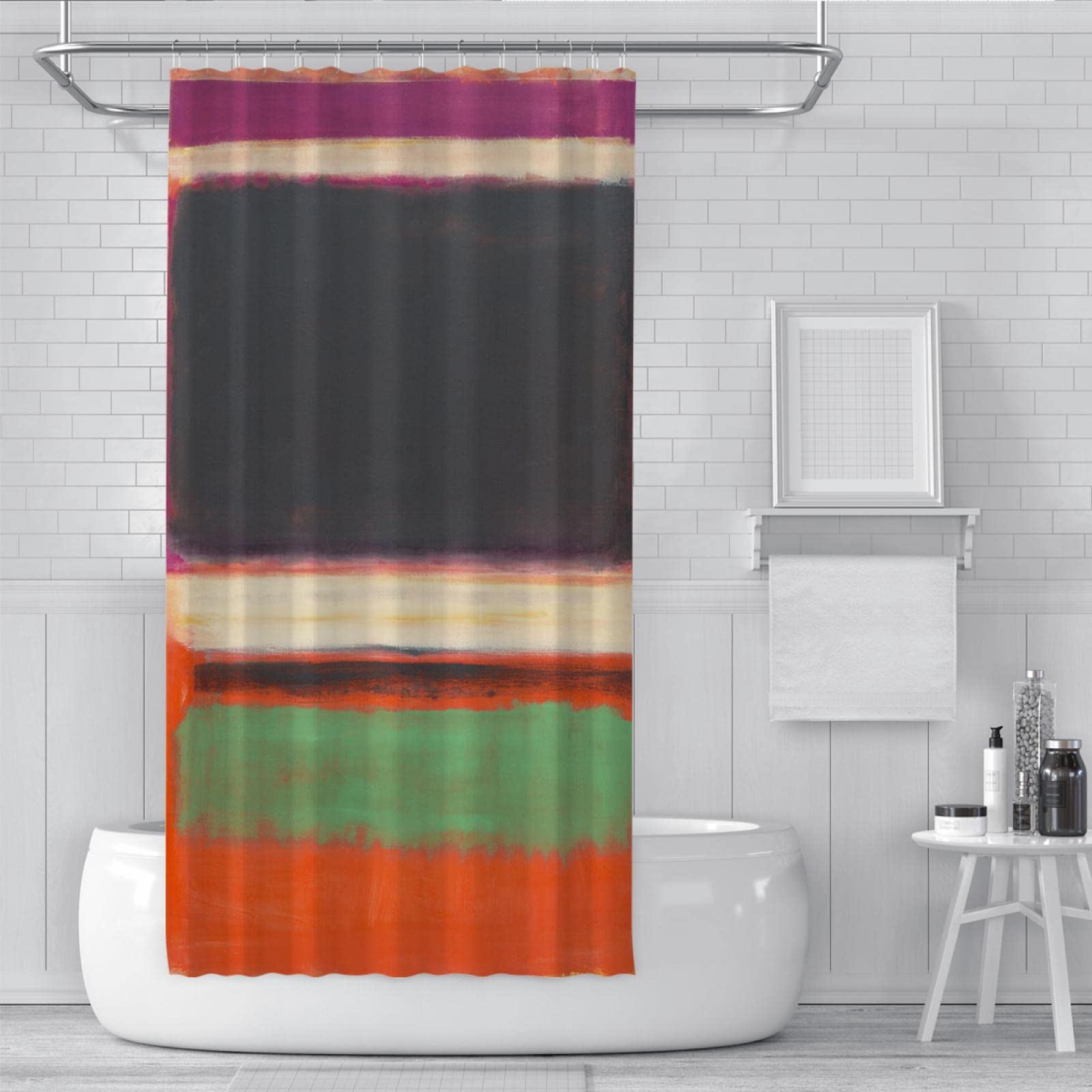 Célèbre Peinture Rideau de Douche Impression Classique rétro Mark Rothko Peinture séparation sèche et Humide Rideau de séparation avec Crochets 200x240cm