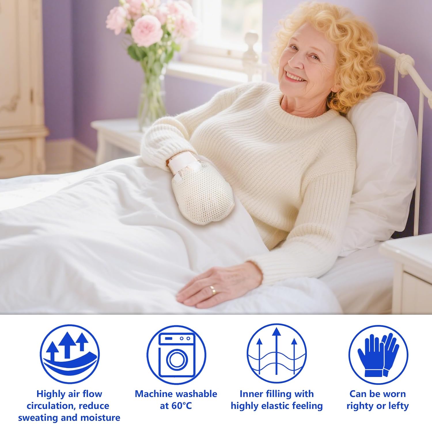 2 PCS - Dementia Restraint Gloves with Colorful Patterns - Comfortable, Reusable, and Washable Hand Restraints for Elderly Patients