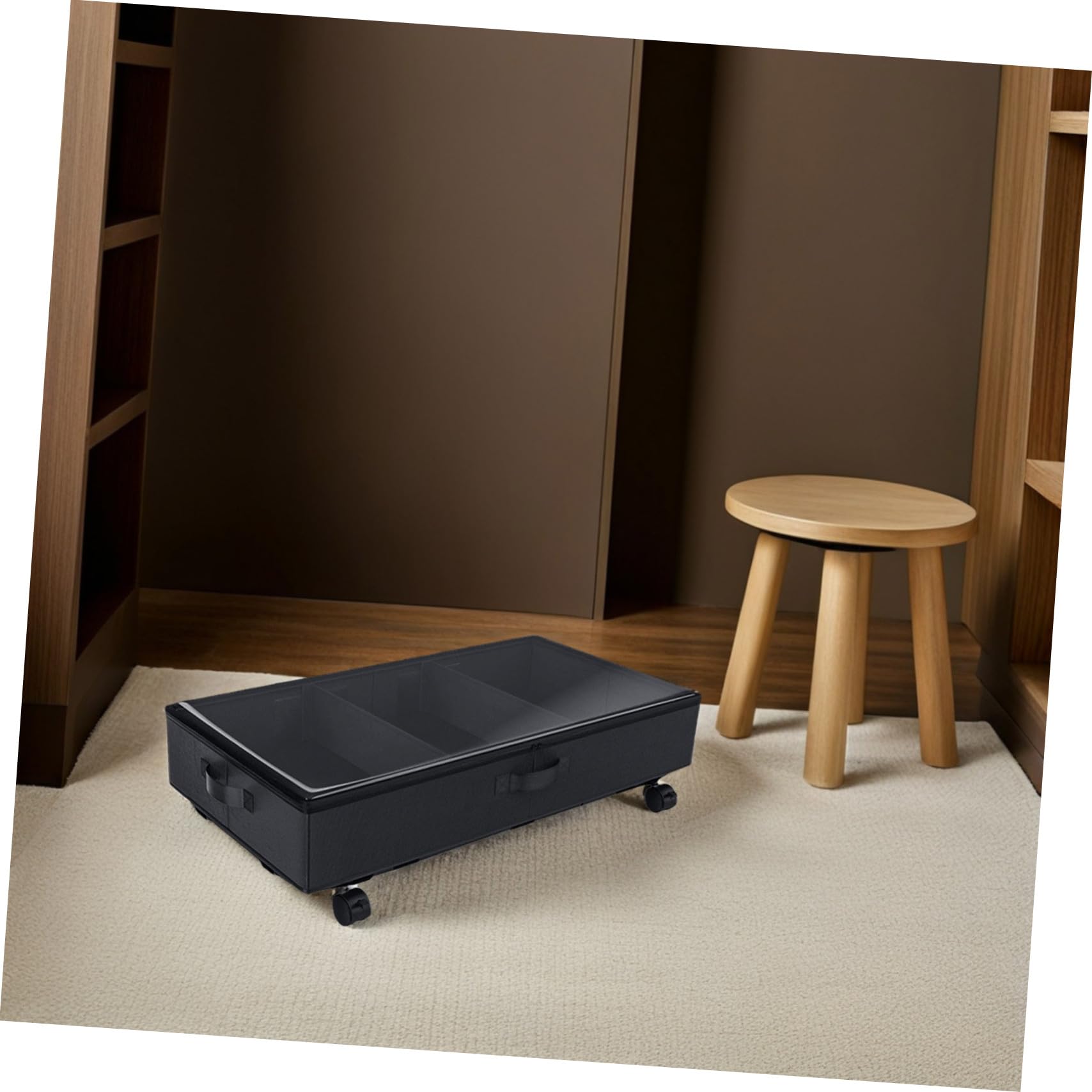 BESPORTBLE Aufbewahrungsbox Unter Bett Mit Rollen Oxford Gewebe Vliesstoff Quilts Behälter Für Kleidung Decken Steppdecken Sichtfenster