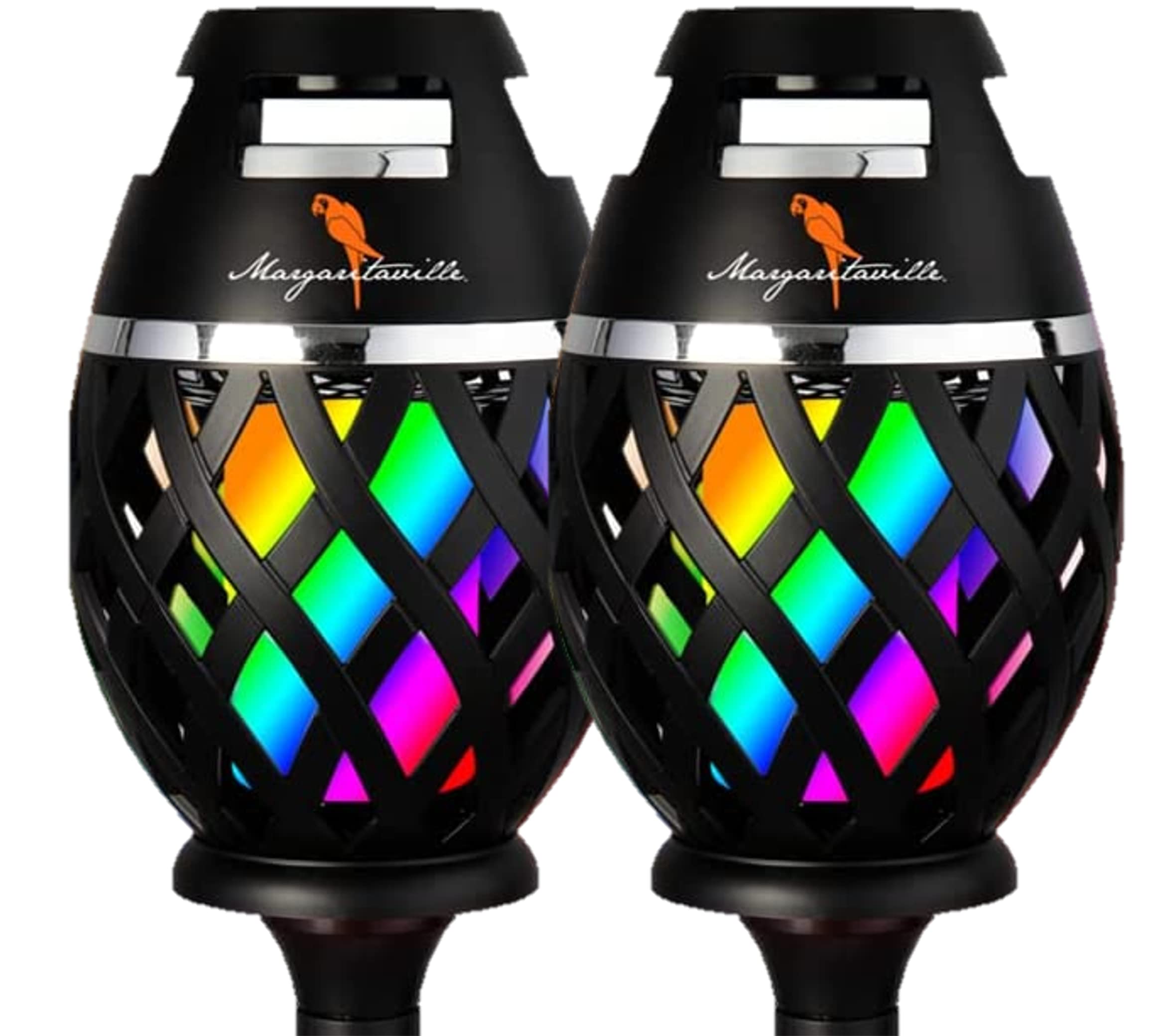 Margaritaville Tiki Torch - Waterproof Bluetooth Speaker, Portable Party Speaker with Multicolor LED Lights, Perfect for Travel, Parties, Yards, and Pools (2 Pack)