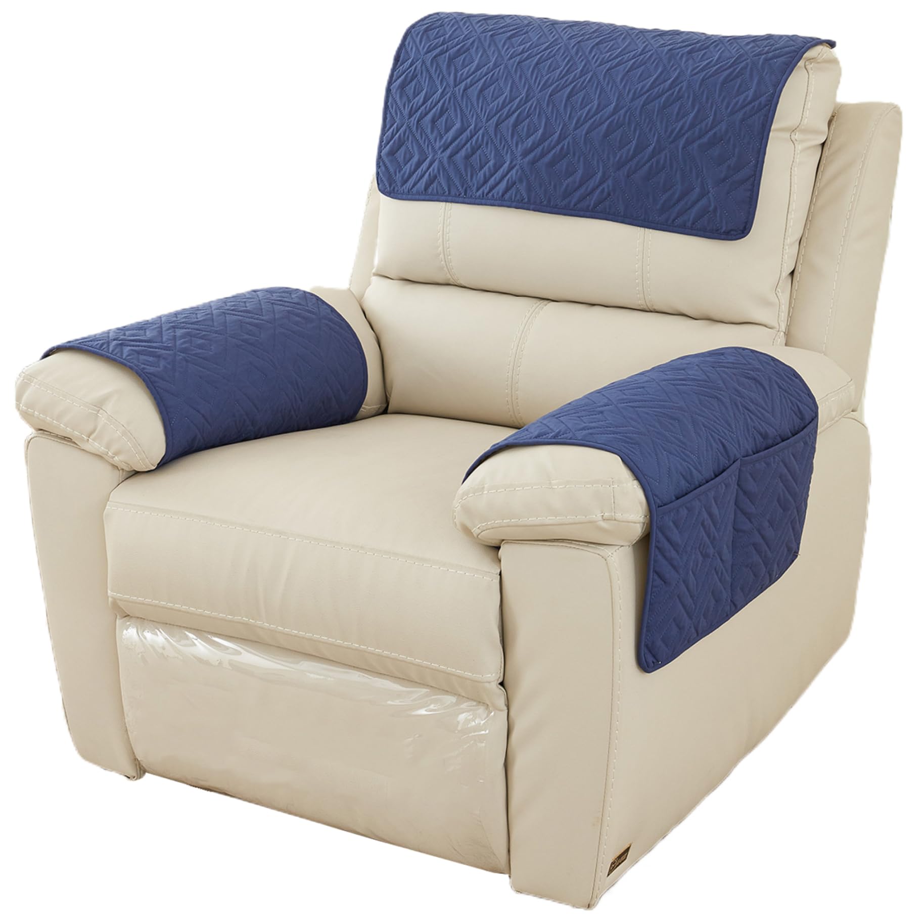 Vervevum 3PCS Armchair Arm Covers, Non-slip & Dustproof Headrest Covers for Recliners, With Pockets Organiser Chair Arm, For Dog Cat Furniture Protector, Couch Headrest