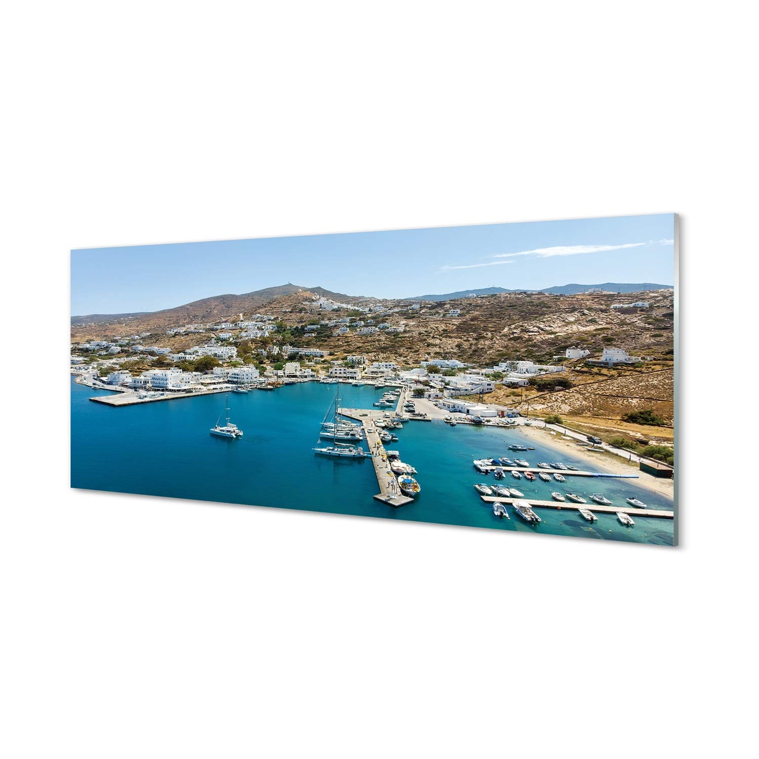 Tableau en verre acrylique Tulup 125x50cm panorama d'art moderne mural Coast Mountain Ville