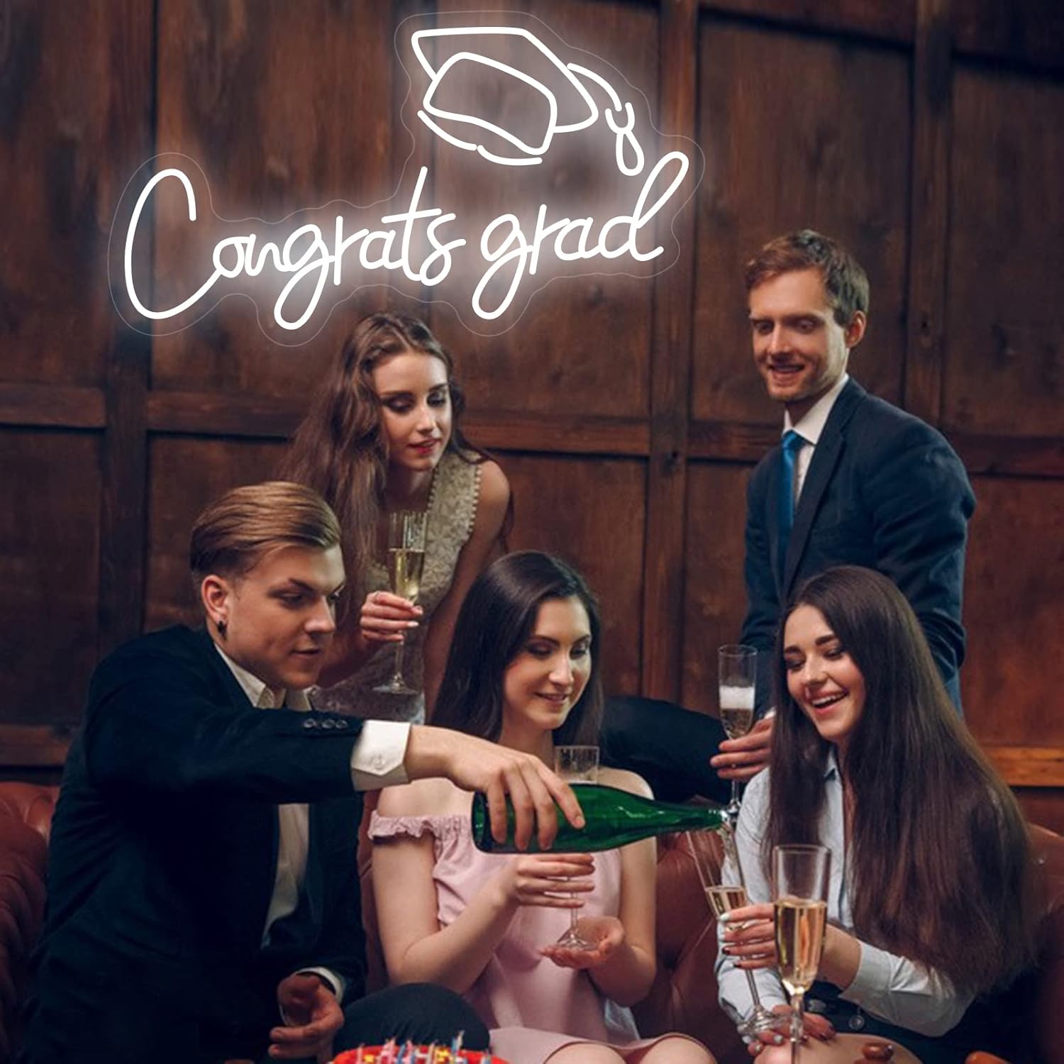 Congrats Grad Neon Sign,UOPUDSIR LED Neon Sign Congrat Neon Light Custom Dimmable Large Neon Signs for Wall Decor 2023 Congratulations Graduation Gifts Grad Decorations with Hat Gifts for Class