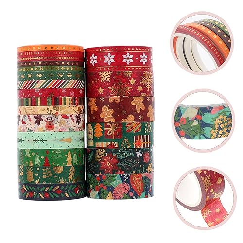 Miniatura 2 de STOBOK 105 rollos de cinta Washi de Navidad, álbum de recortes, decoración de Navidad, decoración retro, cinta washi de Navidad, cinta washi de