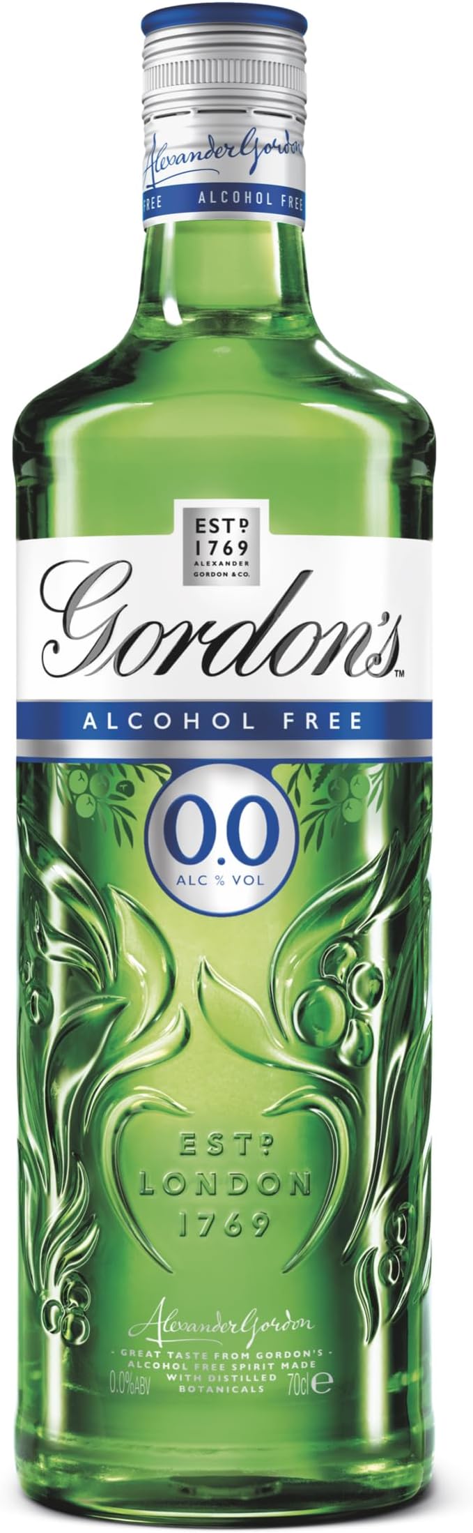 Gordon's Alcohol Free Spirit | 0% Vol | 70cl | Created with the Gin Botanicals Used in Gordon's London Dry | Piny Juniper Character | for an Alcohol Free Drink