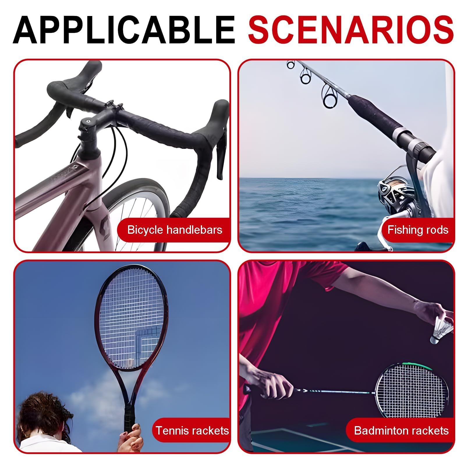 Lot de 6 Ruban de poignée pour Raquette,Rubans Antidérapants en PU pour Raquettes Tennis Badminton Squash, Absorbants La Transpiration, Fins, pour Cannes À Pêche Et Guidon De Vélo