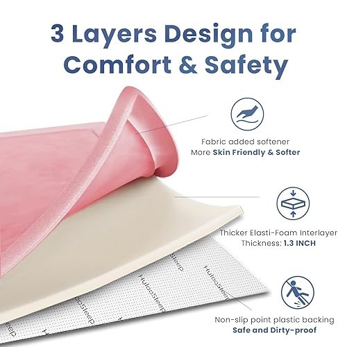 Miniatura 66 de Tapete de juego para bebé, tapete de espuma viscoelástica de 1.3 pulgadas de grosor, terciopelo coral suave, antideslizante, extragrande, tapete