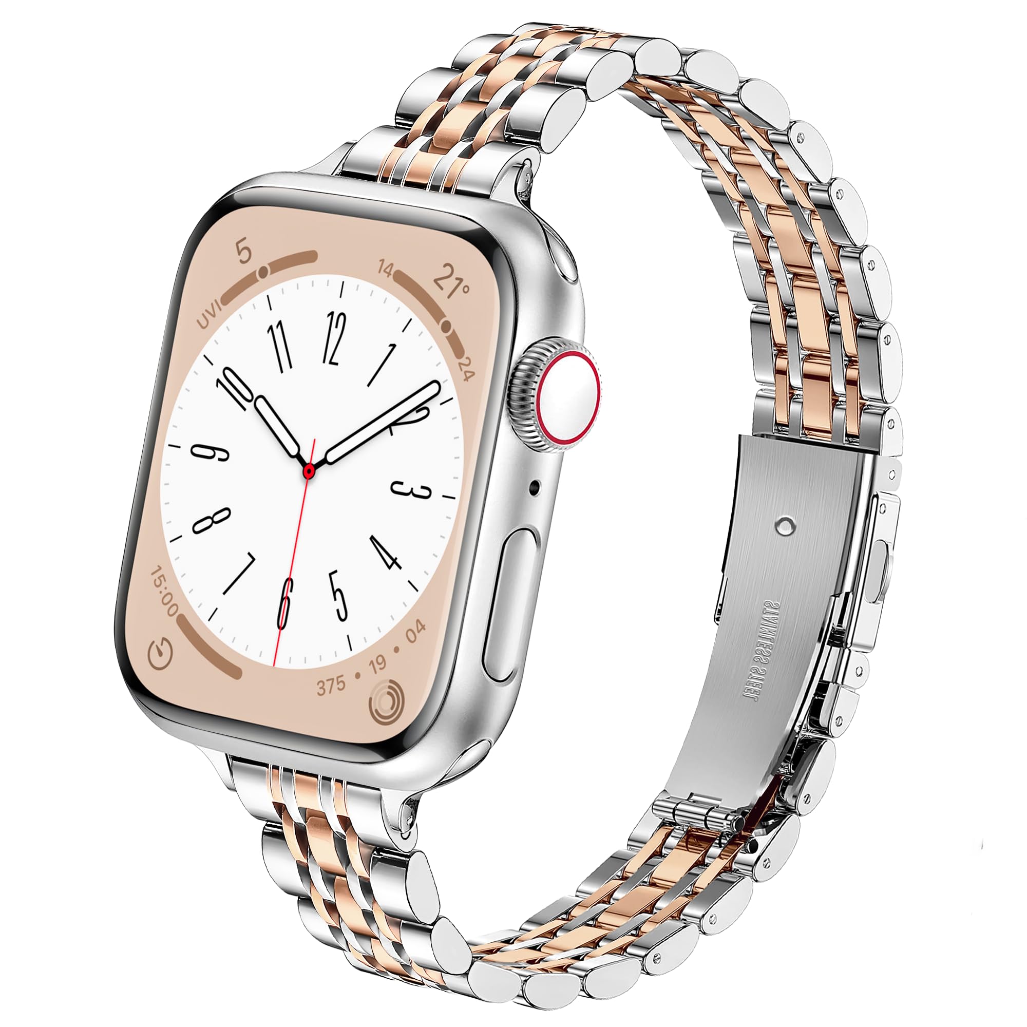 – Slim Stainless Steel Strap Compatible with Apple Watch Straps Women 38mm 40mm 41mm 46mm 45mm 44mm 42mm 49mm, Metal iWatch Strap, Ladies Band for Apple Watch Series 11 10 9 8 7 6 5 4 3 2 1 SE