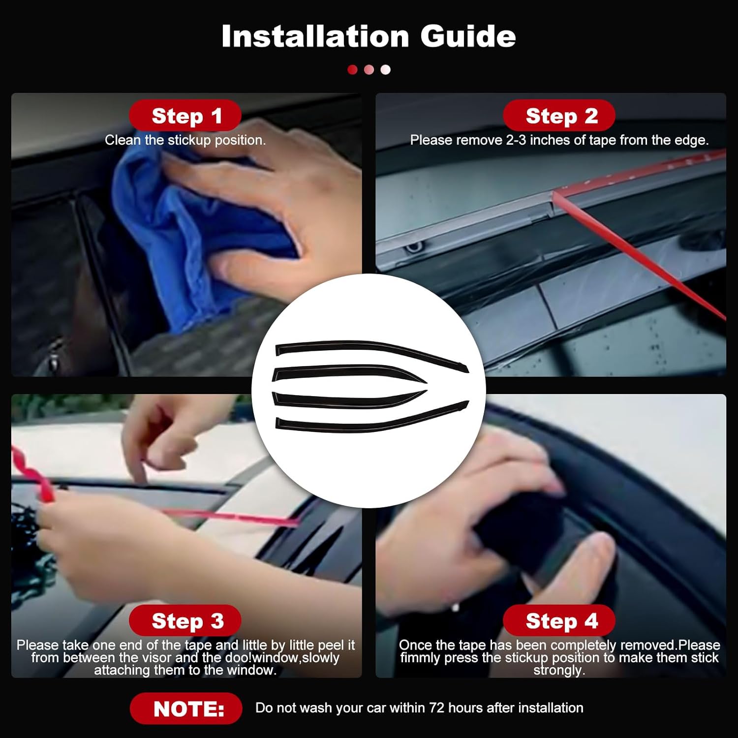 Side Window Deflectors Rain Guards Vent Window Visors for Toyota Corolla 2009-2013 Front Rear