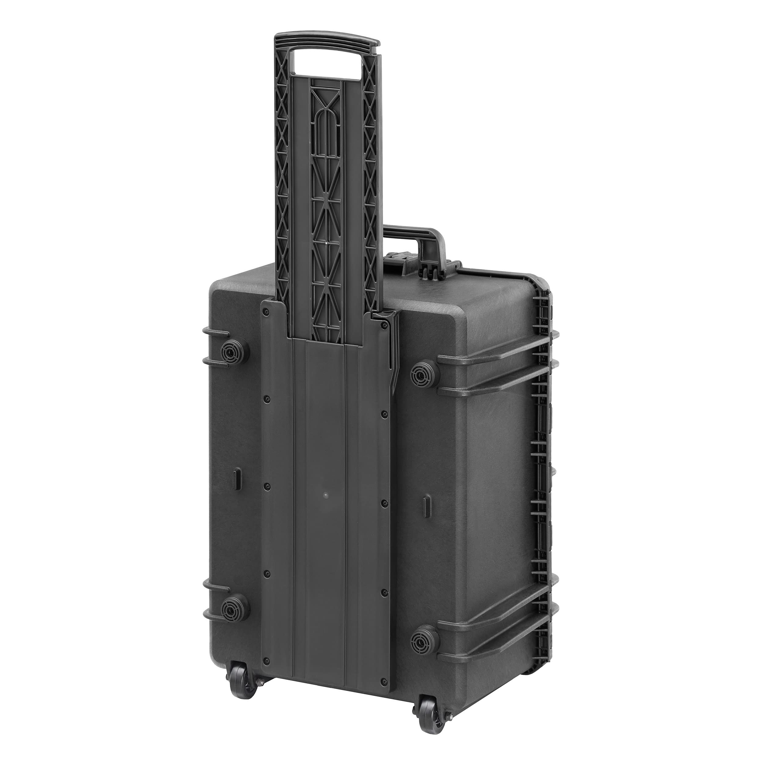 TOMcase Outdoor case with Trolley, 62x46x34 cm, contenitore di trasporto, grande valigia impermeabile con inserto in schiuma cubica, valigetta rigida, custodia per fotocamera (nero)
