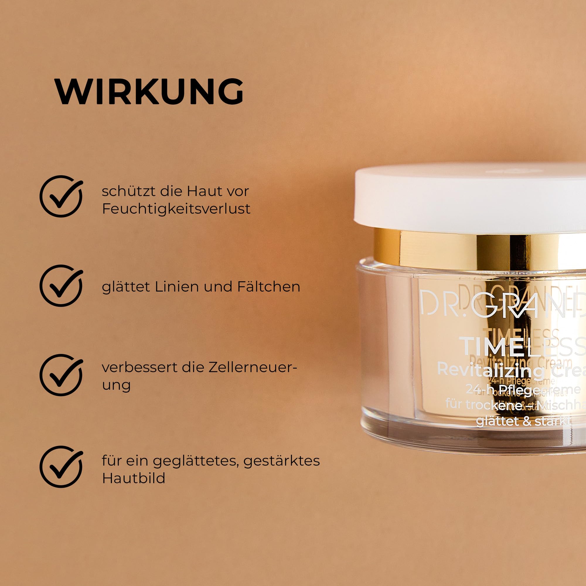 DR. GRANDEL TIMELESS Revitalizing Cream 24-Stunden-Gesichtscreme 50 ml | Anti-Aging Pflege für Gesicht, Hals & Dekolleté, mit Buchenknospen-Extrakt & Ceramiden, trockene bis Mischhaut