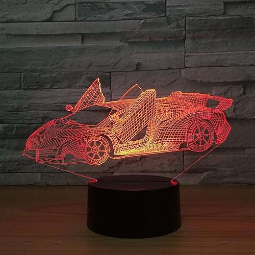 The Cool SportsRunning Car 3D Night Light 7 colores cambiantes lámpara de mesa inteligente táctil ilusión óptica regalo perfecto para niños