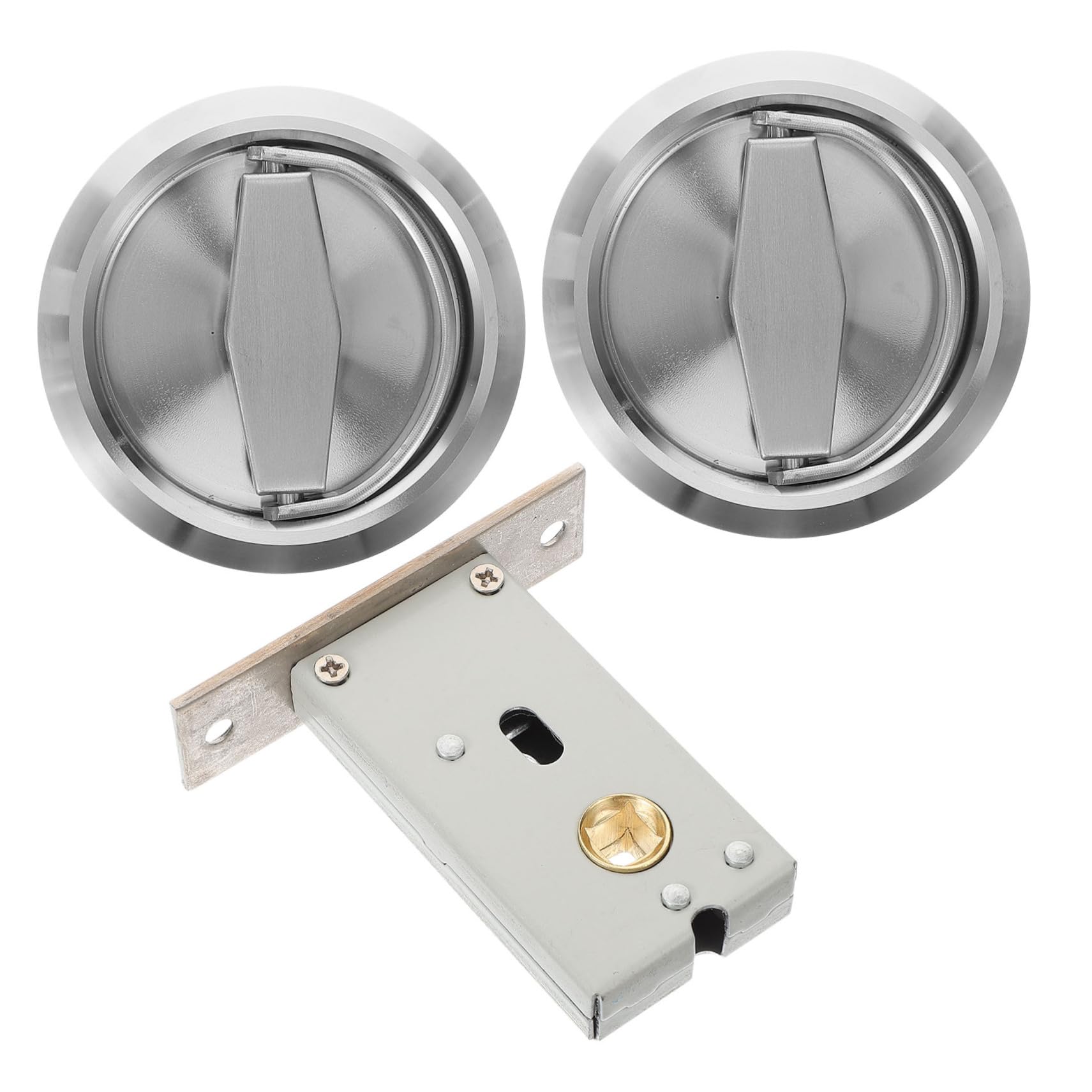 Veemoon Invisible Door Lock Stainless Steel Handle Privacy Latch Lock for Pocket Door Metal Hardware Silver Finish