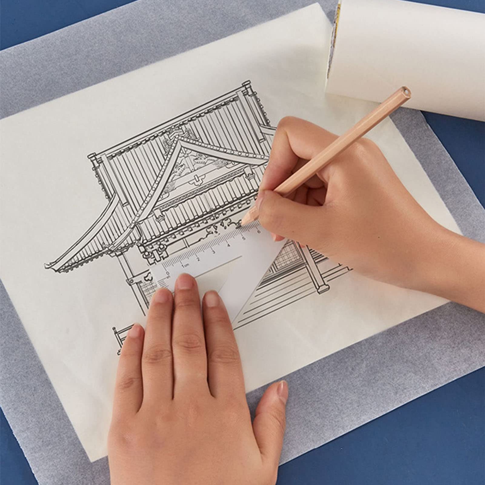 Rollo De Papel De Calco Liviano, Rollo De Bocetos De 24 Pulgadas, Papel De Transferencia Translúcido Para Coser, Dibujar, Dibujar, Arquitectura, Copiar Bocetos, Imprimir álbumes De Recortes(23m)