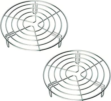 Cooling Rack with Legs,Steam Rack for Pot,Round Steamer Rack Stainless Steel Pot Cross Wire Barbecue Grill (20CM*4CM)(2-pack)