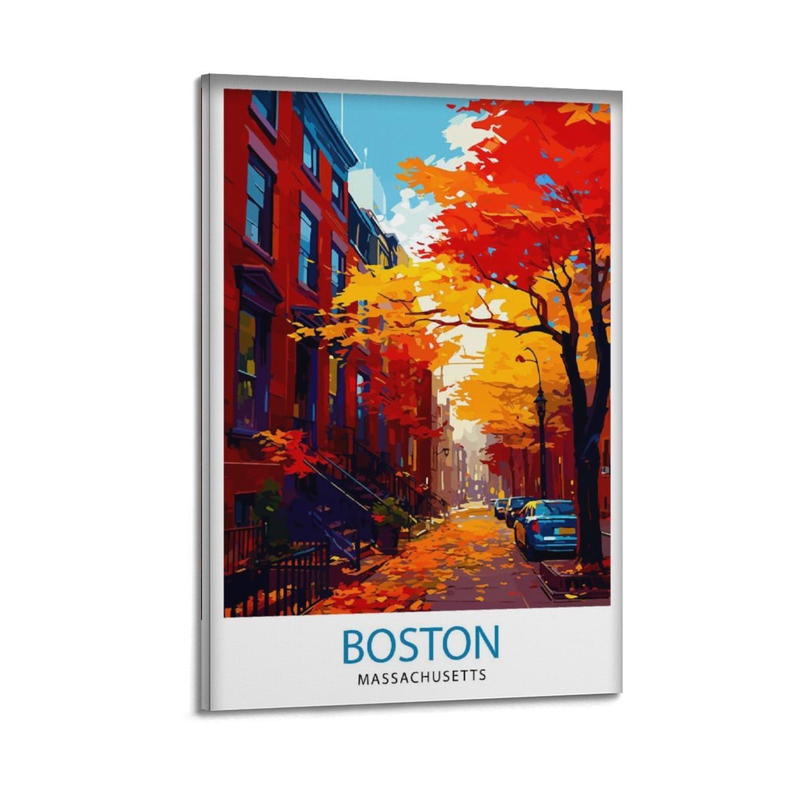 xiaoxiaoshen Boston Travel Cityscape Massachusetts Gift for USA Home_4 Canvas Poster Wall Art Prints Room Aesthetic Murals Bedroom And Living Decorations 16x24inch(40x60cm)