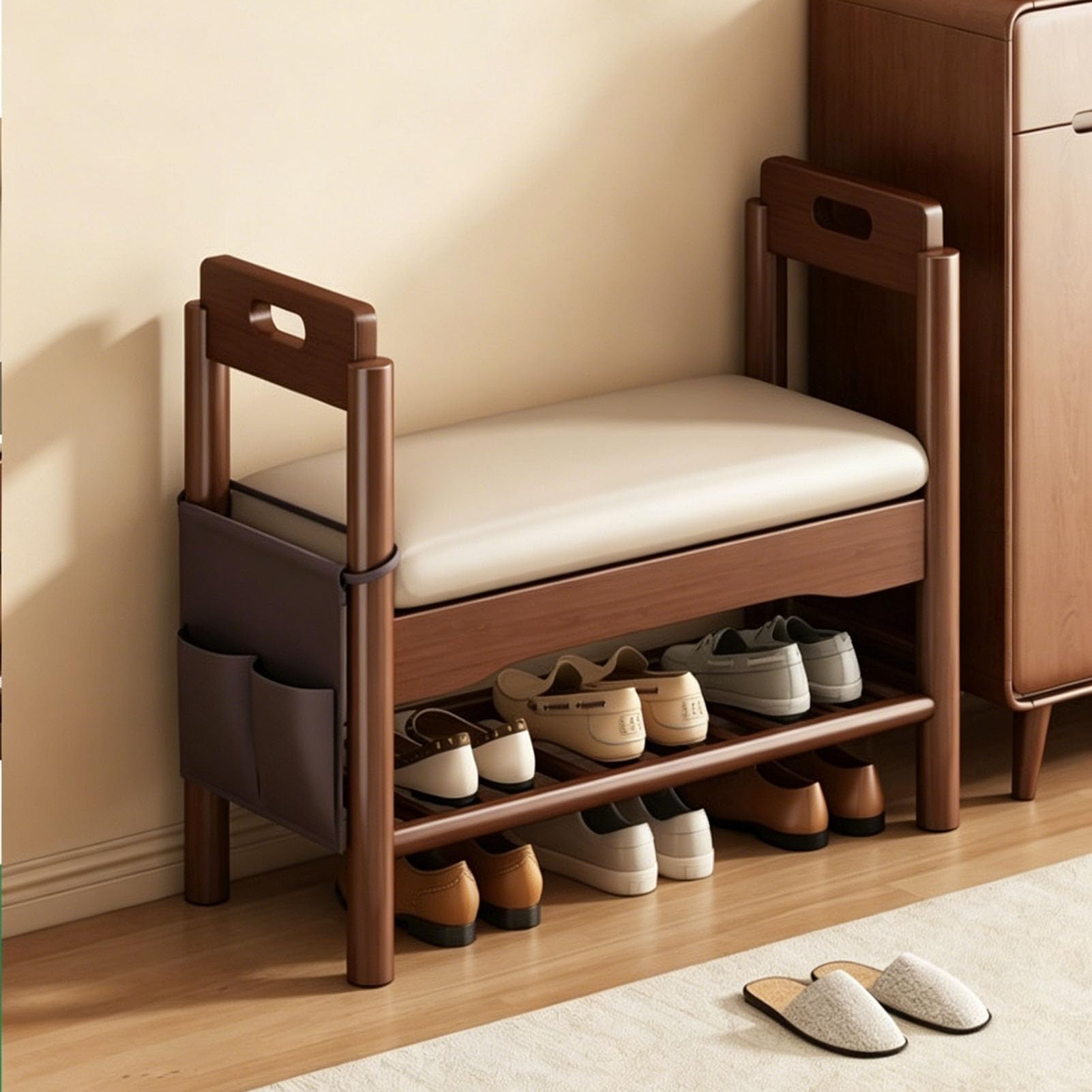 Organiseur de rangement avec accoudoirs et coussin souple en PU pour salon