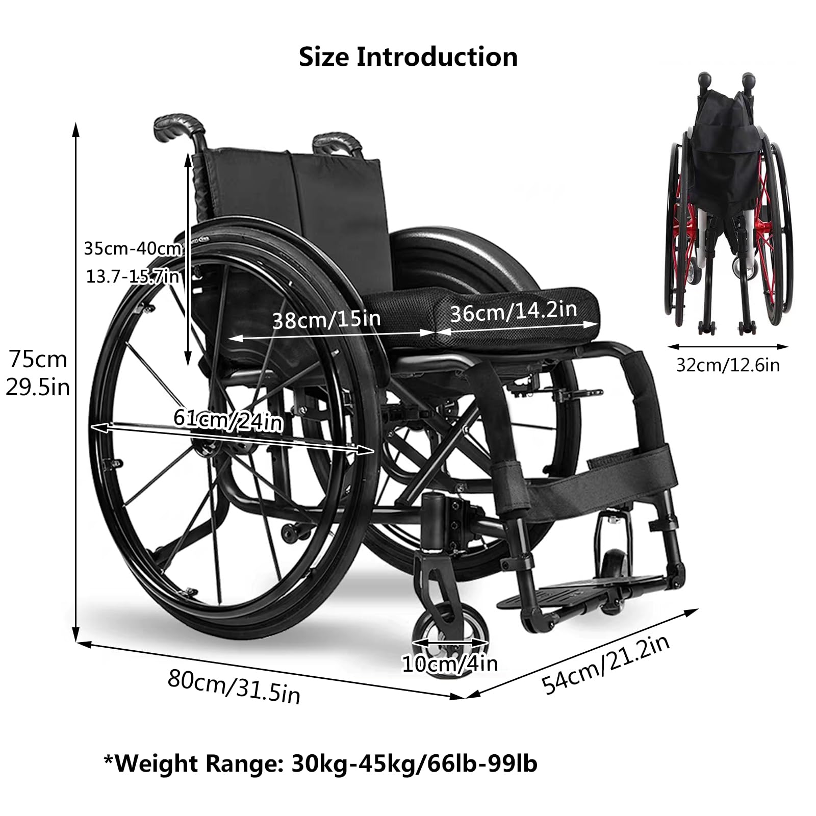 Leichter Sportrollstuhl, Zusammenklappbarer All-terrain-ultra-rollstuhl, Rollstuhl Aus Aluminiumlegierung, Leichter Rollstuhl Für Erwachsene, Selbstfahrende Manuelle Rollstühle(36cm/14.2in,Pink)