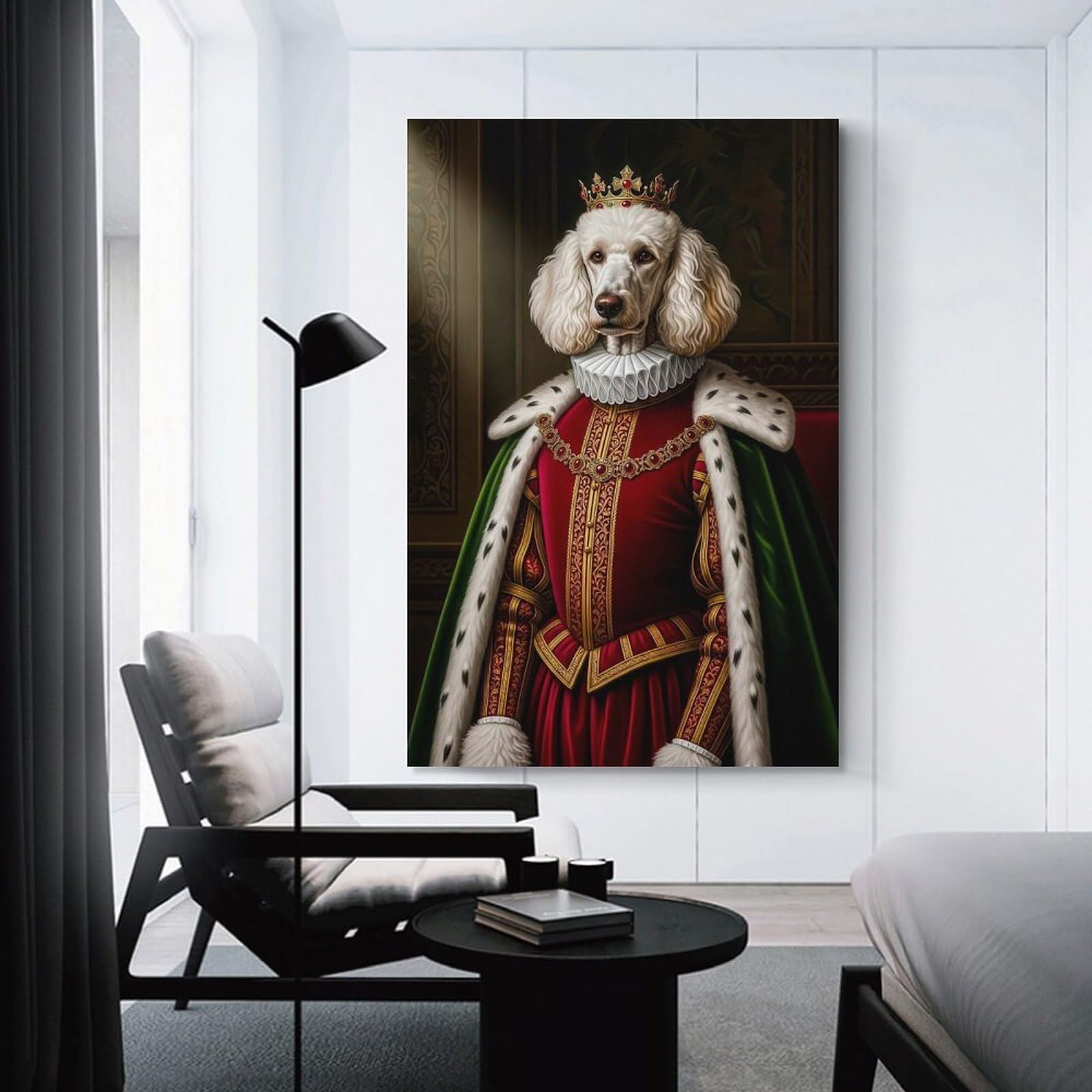 Junmoney Unframe-Style-7 Regal Poodle Portrait Decorative Wall Artwork, 20X30inch(50X75cm), For Home Lounge, Bedroom Or Reading Nook, Easy Decor For Gallery Walls