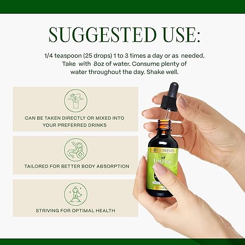 Miniatura 7 de Go Nutrients Uriva - Limpieza avanzada de ácido úrico con extracto de cereza agria, semillas de apio, cúrcuma y más - Suplemento líquido de alta