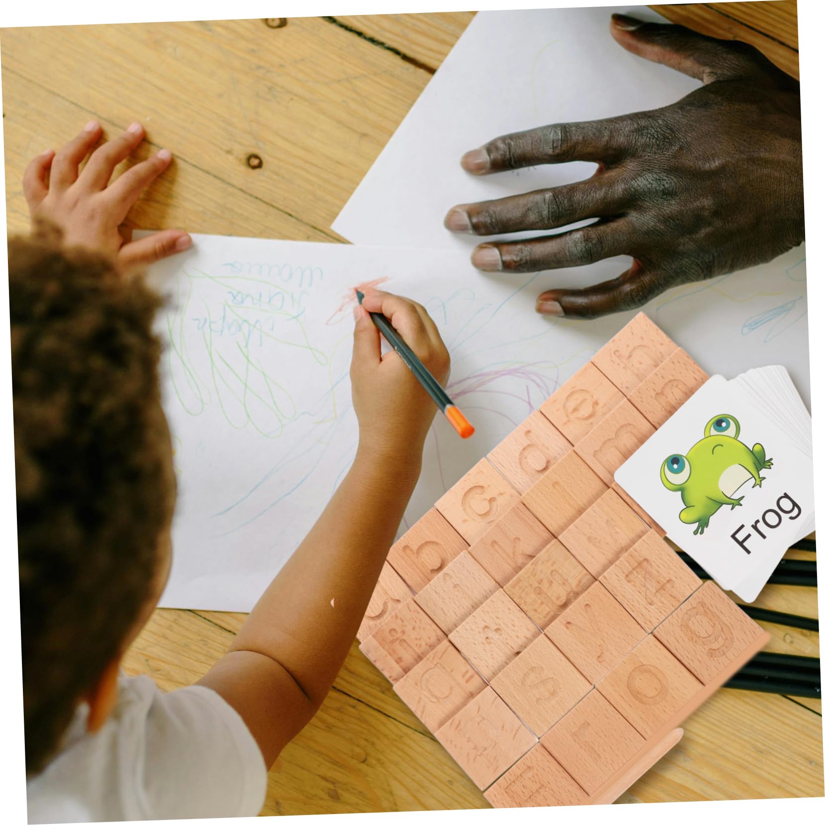 Vaguelly 1 Juego Tablero de de Letras para Aprendizaje Preescolar Juguete Educativo de Alfabeto con Tarjetas Ilustrativas Divertido para Desarrollar Habilidades Lingüísticas