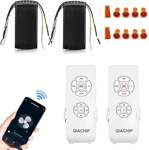 QIACHIP Kit de control remoto de luz universal WiFi mejorada para ventilador de techo con silencio, función de temporizador, controlador inalámbrico