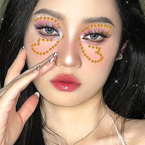 Miniatura 4 de 1792 calcomanías de gemas de perlas doradas autoadhesivas para el cabello, para maquillaje de ojos, uñas y cuerpo, joyas brillantes para arte,