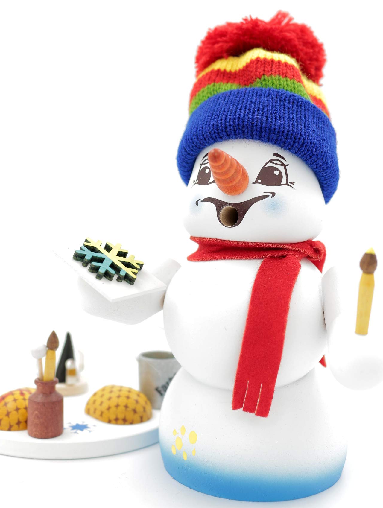 Kuhnert - Erzgebirgische Holzkunst Räuchermann Räucherfigur Schneemann 19cm - Maler